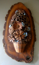 Arranjo de parede flor de pinha pendurado em madeira decoração para casa por Marita 16" de altura comprar usado  Enviando para Brazil
