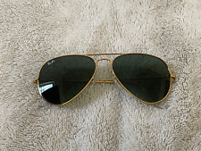 Pre-Owned Ray-Ban RB3025 L0205 Aviator Sunglasses Gold/Green Classic 58mm for sale  Shipping to South Africa