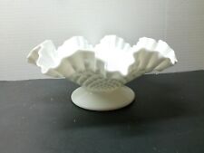 Vintage Hobnail White Milk Glass Pedestal Ruffled Fruit Bowl 10.5" Fenton, used for sale  Shipping to South Africa