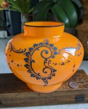 Tango Art Deco Czeski Ręcznie emaliowany pomarańczowy szklany wazon miska na sprzedaż  Wysyłka do Poland