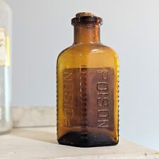 Garrafa VENENO âmbar antiga 5" farmácia vidro lírio cloreto de mercúrio médica, usado comprar usado  Enviando para Brazil