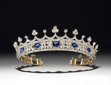 Usado, Tiara folheada a amarelo coroa real azul pedra Asscher casamento feminina em prata 935 comprar usado  Enviando para Brazil