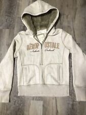 Sudadera con capucha para mujer Aeropostale Aero blanca crema piel sintética media cremallera talla LRG. segunda mano  Embacar hacia Argentina