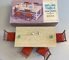 Marx Dollhouse Dining Table with 4 Chairs Accessories Vintage Set for 12" Dolls for sale  Shipping to South Africa
