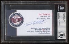 Cartão de visita autografado por Jim Pohlad Minnesota Executive Chair beisebol BAS, usado comprar usado  Enviando para Brazil