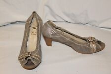 AGL Attilio Giusti Leombruni Gray Leather Open Toe Heels Size 37 1/2 for sale  Shipping to South Africa