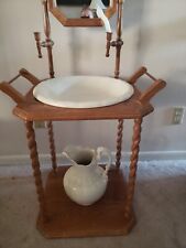 Antique Oak Wash stand With Pitcher And Basin, used for sale  York