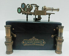 Antique Brass Working Marine Sextant Navigation with Solid Wooden Box Vintage for sale  Shipping to South Africa