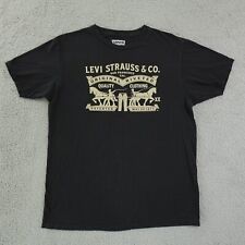 Camiseta masculina Levis grande preta bronzeada logotipo gráfico dois cavalos manga curta gola redonda comprar usado  Enviando para Brazil