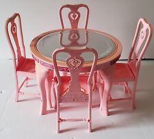 Mattel Barbie Vintage Sweet Roses Round Dining Table Four Chairs Cushions - READ, used for sale  Shipping to South Africa