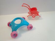 2 Vtg Doll Toys Blue Walker Red Stroller Plastic for sale  Shipping to South Africa