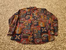 Vintage Structure Shirt Mens Medium Blue Aztec Western Long Sleeve Button Down for sale  Shipping to South Africa