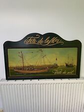 Huge Wooden Country Corner Vintage Painted Sign French Pub 3D Nautical Ships for sale  Shipping to South Africa