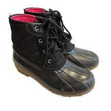 Sperry Girls Port Boots Size 4 M Rubber Duck Weather Rain Boots Black Pink for sale  Shipping to South Africa
