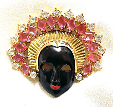 Used, GORGEOUS VINTAGE JOSEPHINE BAKER BLACKAMOOR PINK & CLEAR RHINESTONE & GOLD TONE for sale  Shipping to South Africa