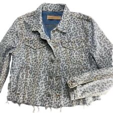 Jaqueta jeans GRLFRND feminina Cara leopardo safári bainha crua azul pequena, usado comprar usado  Enviando para Brazil