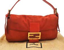 Authentic FENDI Mamma Baguette Shoulder Bag Suede Leather Orange 4569B til salgs  Frakt til Norway