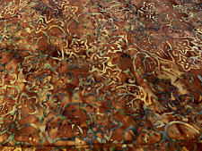Folhas Floral Aquarela Tecido Batik Fundo Marrom Avermelhado 43" X 3+ jardas, usado comprar usado  Enviando para Brazil