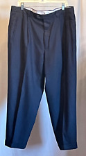 Pantalones de vestir Zanella para hombre Nordstrom de lana plisados con puños pantalones azul marino 38x27 segunda mano  Embacar hacia Argentina