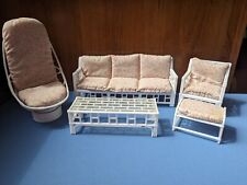 1985 MULTI-TOYS CORP plastic rattan patio furniture set, Barbie doll size, 10 pc, used for sale  Shipping to South Africa