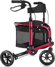 Used, WALK MATE 3 Wheels Rollator Walker 10Lb Seat Backrest Lightweight Foldable 260Lb for sale  Shipping to South Africa