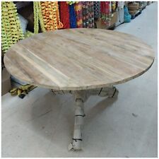 Mesa redonda de madera vintage hecha a mano mesa de café rústica granja segunda mano  Embacar hacia Argentina