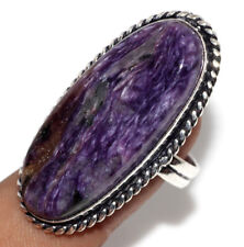 925 Silver Plated-Charoite Ethnic Handmade Gemstone Ring Jewelry US Size-8.5 JW for sale  Shipping to South Africa