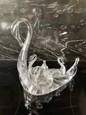 Glass swan ornament for sale  MARKET DRAYTON