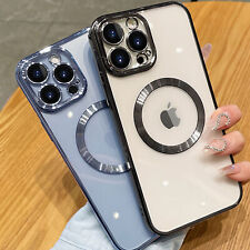 Brugt, For Apple iPhone 14 13 12 Pro Max Clear Case Slim Plating MagSafe Magnetic Cover til salg  Sendes til Denmark