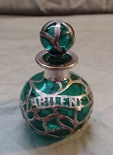 Usado, Botella de perfume de recuerdo de Texas Abilene, vidrio verde superposición plateada Alvin segunda mano  Embacar hacia Argentina