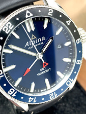 Relógio masculino Alpina AL-247NB4E6 quartzo suíço GMT mostrador azul couro preto 42mm comprar usado  Enviando para Brazil