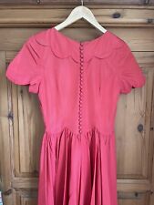 Vintage 1930s scalloped evening/bridesmaid dress button back Watermelon Pink 10, used for sale  Shipping to South Africa