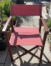 Folding Director's Red Pink Fabric Chair Solid Dark Wood Outdoor Garden Chair for sale  Shipping to South Africa