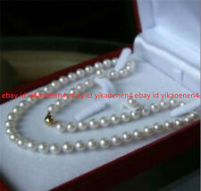 Elegant 8MM White Akoya Shell Pearl Round Beads Necklace Earrings Set 18" for sale  Shipping to South Africa