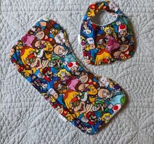 Conjunto de pano Super Mario Brothers bebê babador e arroto tecido felpudo feito à mão comprar usado  Enviando para Brazil
