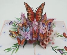 🦋 Tarjeta Pop Up 3D Mariposas en Prado de Flores Cumpleaños Amistad segunda mano  Embacar hacia Argentina