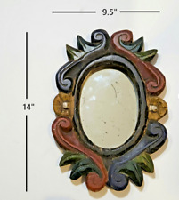 Sm Primitive Rococo Solid Hand Carved Wood Wall Mirror Decor  Black, Red, Green for sale  Shipping to South Africa