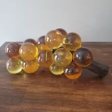 Used, VTG Large Lucite Yellow Amber Grapes Bunch Wood Stem MCM Table Decor Acrylic  for sale  Shipping to South Africa