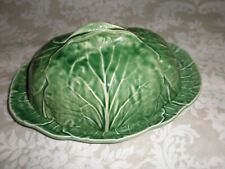 Used, BORDALLO PINHEIRO GREEN CABBAGE MAJOLICA  COVERED BUTTER/CHEESE DOMED TOP +PLATE for sale  Shipping to Canada
