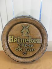 Placa de cerveja vintage Heineken BEER on TAP barril/barril barra superior anúncio 19" comprar usado  Enviando para Brazil