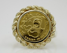 Without Stone20"mm Coin Vintage 1985 China Panda 1/20 Oz 14K Yellow Gold Finish for sale  Shipping to South Africa