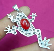 Red Garnet Gemstone 925 Sterling Silver Plated Frog Design 1 PC Unisex Pendant, used for sale  Shipping to South Africa