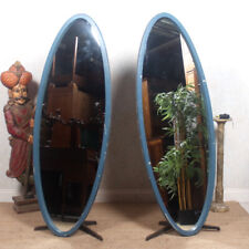 Pair Large Vintage Shop Mirrors 2 Standing Cheval Display Oval Surfboard Blue for sale  Shipping to South Africa