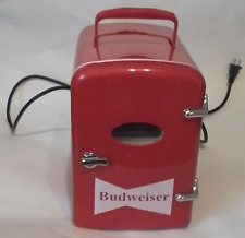 Budweiser Beer Mini Fridge Compact Personal Refrigerator 6 Cans Bud Cooler Bar, used for sale  Shipping to South Africa