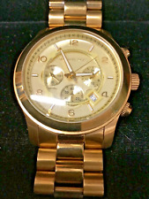 Relógio cronógrafo Michael Kors tamanho grande passarela data 45 mm tom dourado MK-8077 comprar usado  Enviando para Brazil
