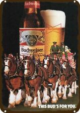 1985 BUDWEISER BEER Clydesdale & Dalmatian VntLook RÉPLICA DECORATIVA PLACA DE METAL comprar usado  Enviando para Brazil