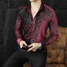 Moda masculina brilhante veludo elegante camisas sociais outono inverno vestido manga longa comprar usado  Enviando para Brazil