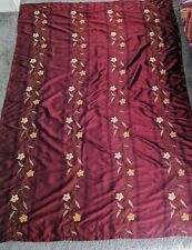 Painel de cortina de tafetá vermelho granada profunda 56x81 haste bolso tecido bordado floral , usado comprar usado  Enviando para Brazil