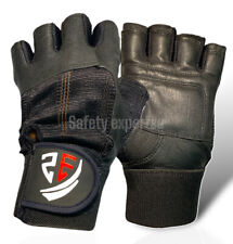 Weightlifting-leather Gloves-Heavy-Duty-Gym-Power-Training-Wrist-Strap-Black for sale  Shipping to South Africa