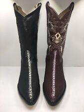 Botas masculinas de couro caubói ocidental estampa de arraia menino vaca biqueira Bota Mantarraya comprar usado  Enviando para Brazil